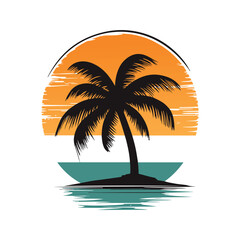 illustration of a palm trees on the beach isolated vector on white background