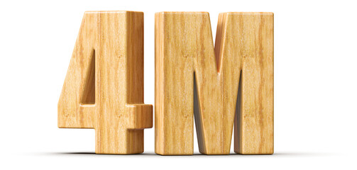 4M Followers Wooden Number 3D Render