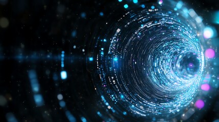 Obraz premium Abstract blue light tunnel representing future technology and digital space. Perfect for tech, innovation, and futuristic concepts.