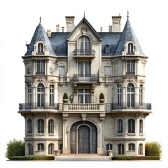 Obraz premium Photorealistic French Renaissance Mansion Render - Isolated on White Background