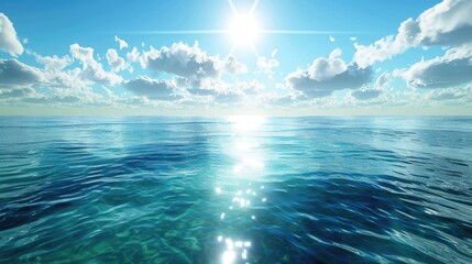 Obraz premium Clear blue sea under sunlight: a stunning natural scene.