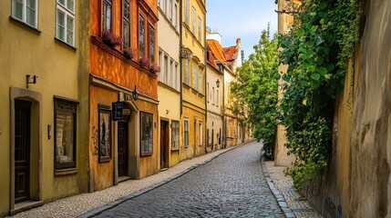 Fototapeta premium Cobblestone Street in Prague