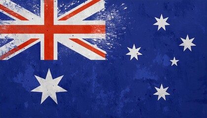 Australian flag background with a paint splash texture on the wall