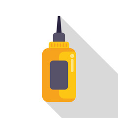 Yellow plastic bottle with long nozzle cap containing mustard or other condiments for fast food packaging design