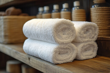 clean white towels in a  bathroom or beauty salon 