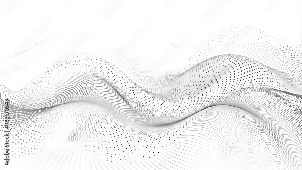 Poster abstract white futuristic background. big data visualization. a digital dynamic wave of particles. w