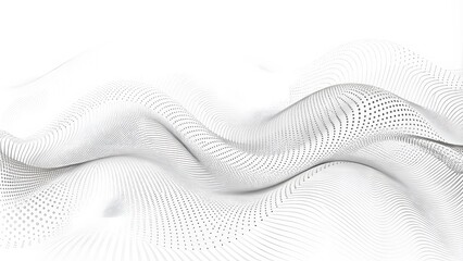 Abstract white futuristic background. Big data visualization. A digital dynamic wave of particles. wave 3D rendering. 3D Rendering Big data black wave on a white background