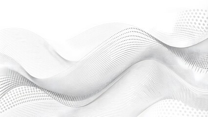 Abstract white futuristic background. Big data visualization. A digital dynamic wave of particles. wave 3D rendering. 3D Rendering Big data black wave on a white background