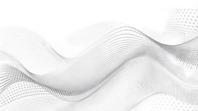 Abstract white futuristic background. Big data visualization. A digital dynamic wave of particles. wave 3D rendering. 3D Rendering Big data black wave on a white background