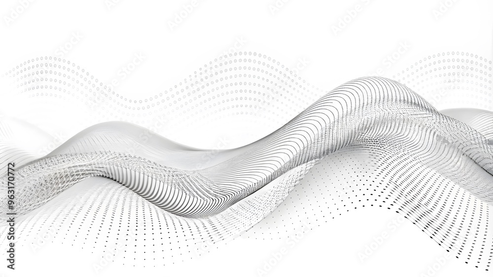 Aufkleber abstract white futuristic background. big data visualization. a digital dynamic wave of particles. w