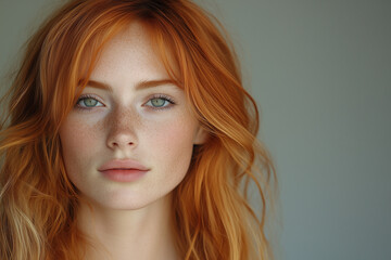 Naklejka premium Red-haired woman smiling at the camera.
