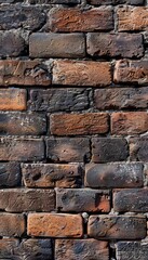 Naklejka premium AI-generated image of a realistic old brick wall pattern, showcasing the weathered texture rustic
