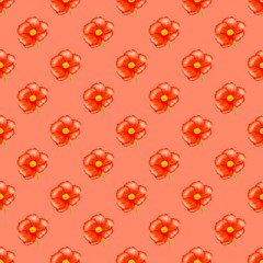 seamless pattern with red flowers
