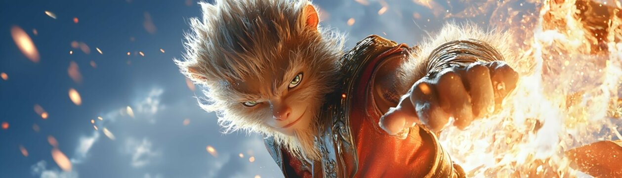 Monkey King Fiery Illustration