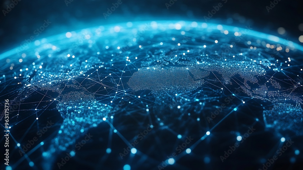 Aufkleber Global business network digital technology data exchange concept Business Intelligence and cloud computing digital marketing data processing and blockchain technology management : Generative AI