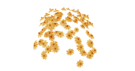 Abstract Flower Pattern, Yellow Daisies on Black Background,  Floral Design Element