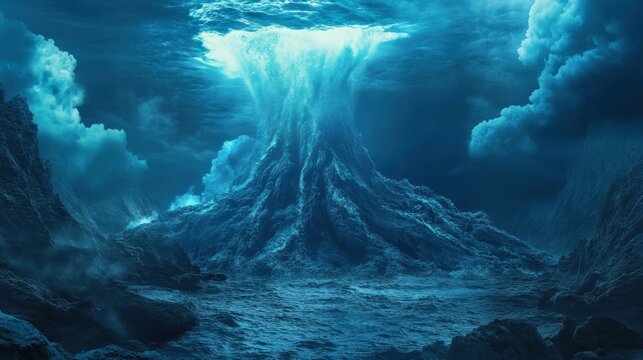 Underwater Mountain Landscape