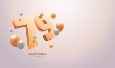 Chic 79th Anniversary Birthday Vector Banner with Customizable Copy Space – Perfect for Milestone Celebrations and Special Events