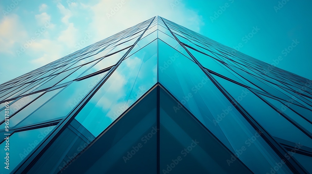Fototapete modern building details geometric and abstract architectural concepts with low angle : generative ai
