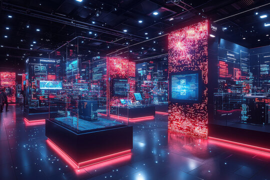 Blockchain Expo An exhibition space tech background wallpaper png file