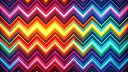 A stylized illustration of zigzag lines in a repeating pattern, with each zigzag featuring a bold, bright color and a subtle glow effect to give it a sense of energy and dynamism.