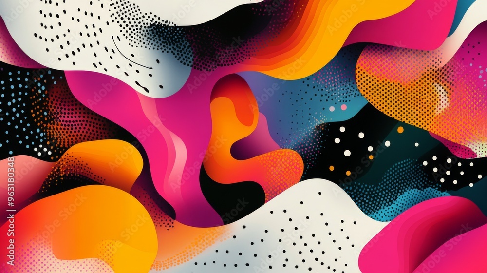 Leinwandbilder detailed view of a digital graphic with overlapping shapes and vibrant colors, creating a sense of d