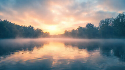 Fototapeta premium sunrise over the lake