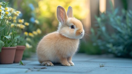 Obraz premium Cute fluffy Mini Rex House rabbit : Generative AI