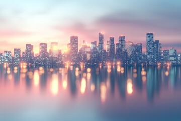 Fototapeta premium Cityscape at Sunset with Reflections.