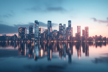 Obraz premium City Skyline Reflection in Water.