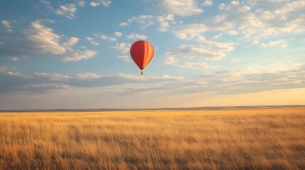 Obraz premium 22. A weather balloon drifting gently above a wide-open prairie