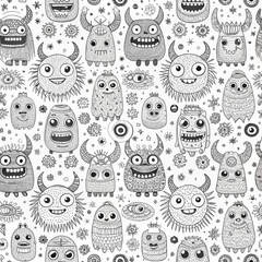 Seamless Pattern of Quirky and Cute Monsters for Kids’ Projects and Crafts