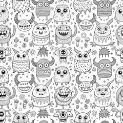 Seamless Pattern of Quirky and Cute Monsters for Kids’ Projects and Crafts