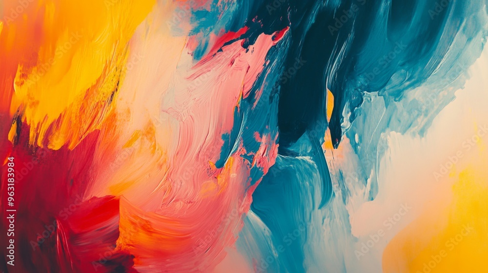 Leinwandbilder Detailed view of an abstract background with a mix of vibrant colors and fluid brushstrokes, capturing an artistic and dynamic visual movement
