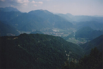 Aerial View on the Soča Valley, Julian Alps, During a Summer Cloudy Day. Volče, Tolmin Province,...