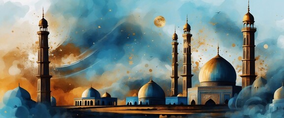 Islamic mosque background Ramadan Eid Muharram festival