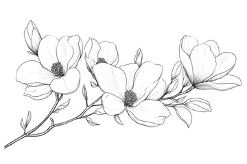Tropical plumeria frangipani Bali flower woodcut vintage style engraved drawing