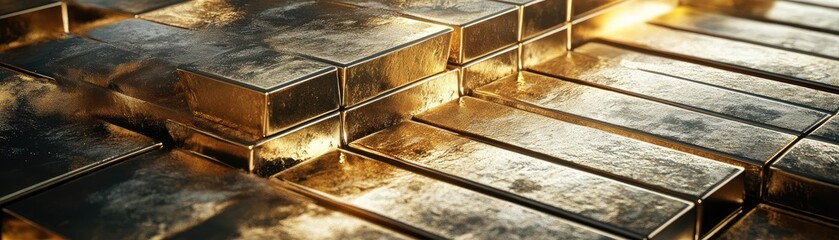 A stunning view of gold bars, symbolizing wealth, luxury, and prosperity in finance and investment.