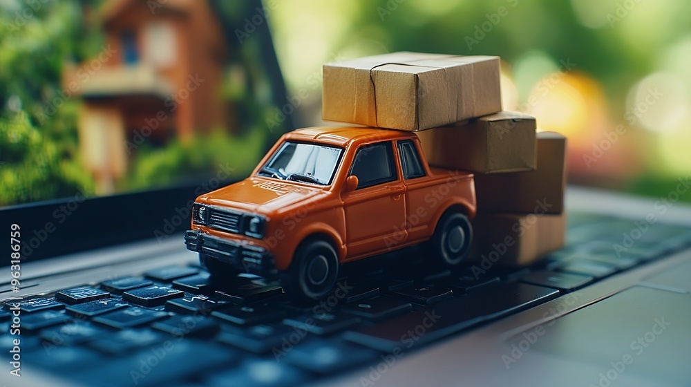 Poster boxes in a shopping car on a laptop keyboard ideas about online shopping online shopping is a form o