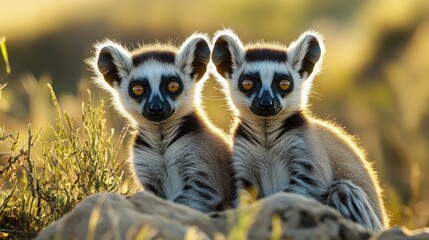Fototapeta premium Two Curious Lemurs