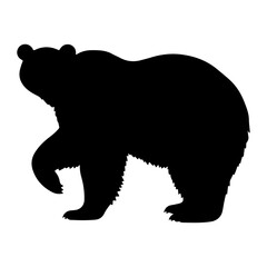 A bear standing stylish pose only black color silhouette