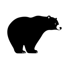 A bear standing stylish pose only black color silhouette