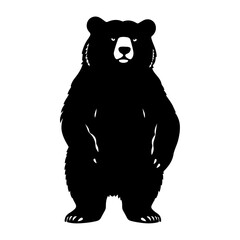 A bear standing stylish pose only black color silhouette