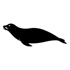 seal vector silhouette isolated white background