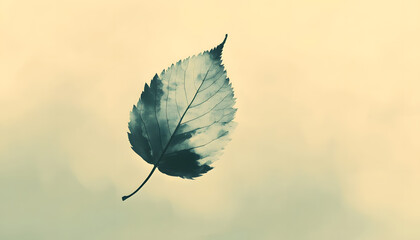 Naklejka premium A light, abstract silhouette of an object, like a leaf or mountain, blended into the background color.