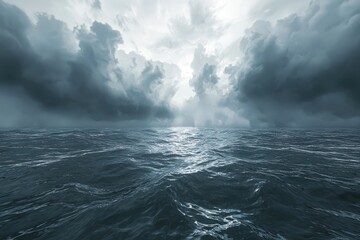 Naklejka premium Stormy Sea with Dramatic Clouds.