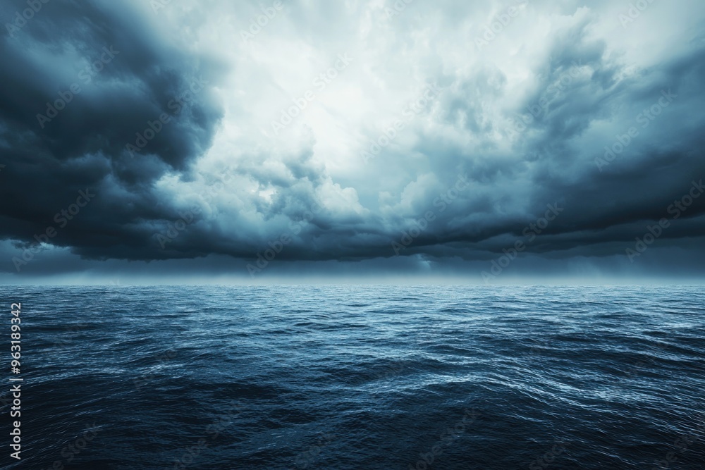 Wall mural storm clouds over ocean.