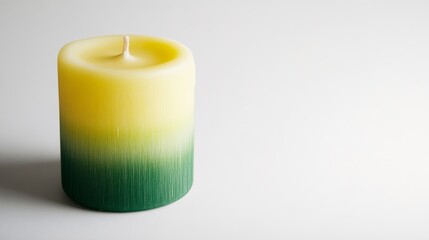 Yellow and green gradient candle on white