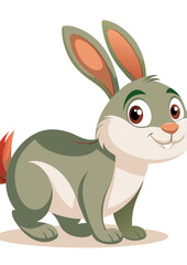 Cheerful cartoon bunny on a transparent background