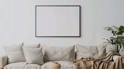 A Cozy Living Room featuring a Blank Canvas, perfect for showcasing stunning Art Display